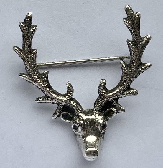 vintage .925 sterling silver deer head brooch